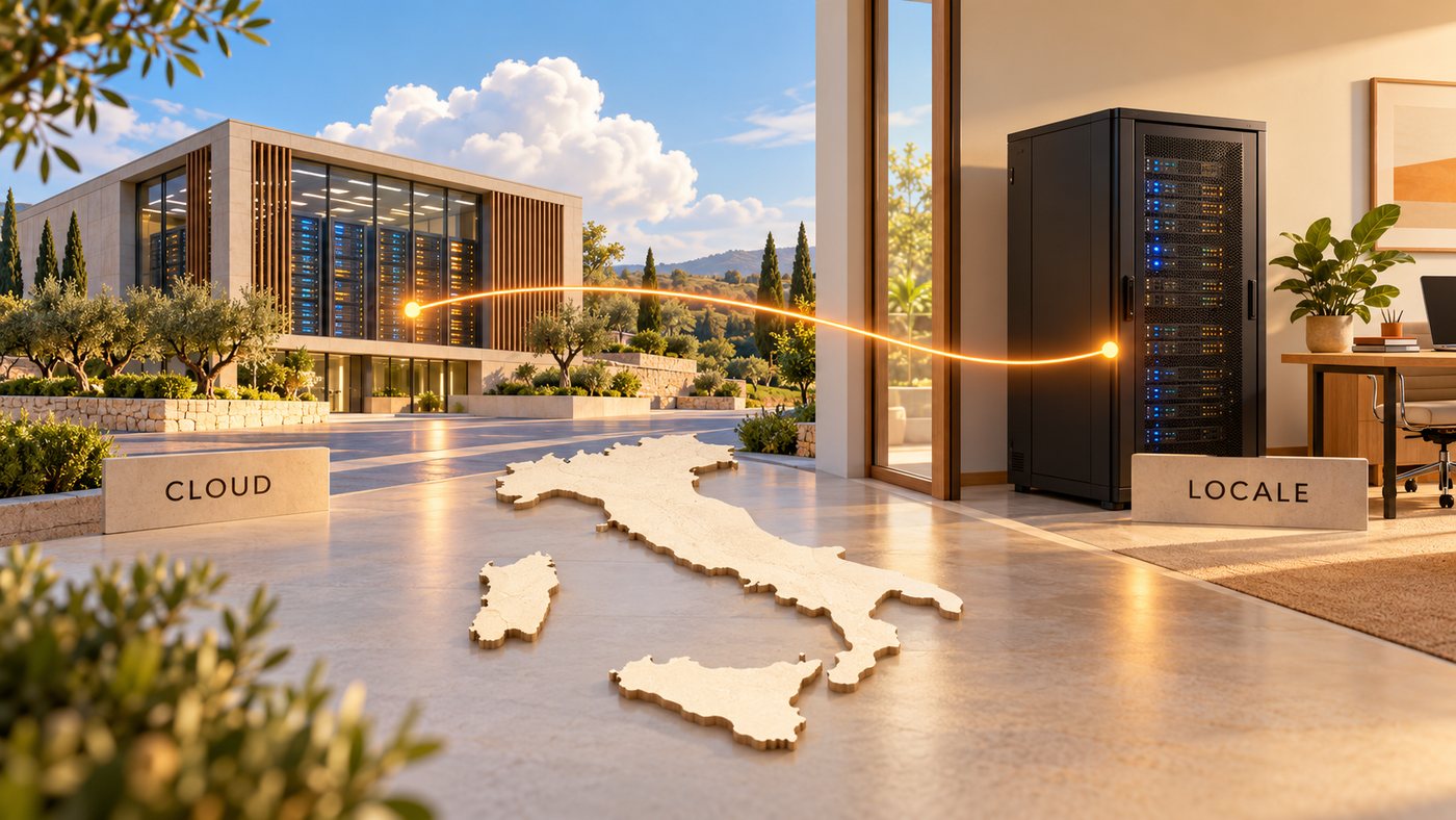 Il Campus in cloud in Italia e il server nella sede dell'azienda, collegati da un canale protetto